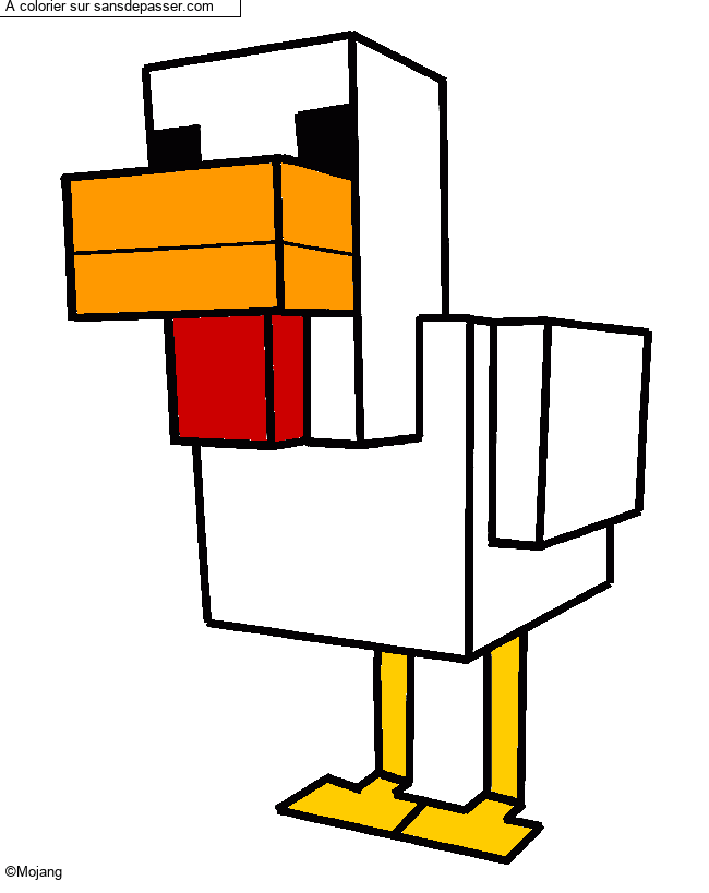 Coloriage Poule de Minecraft par un invit&eacute;