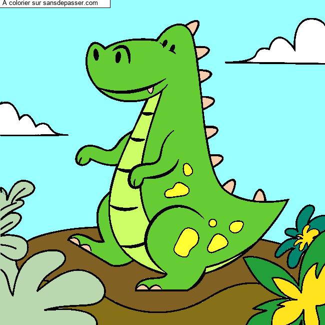 Coloriage Gentil dinosaure par un invit&eacute;