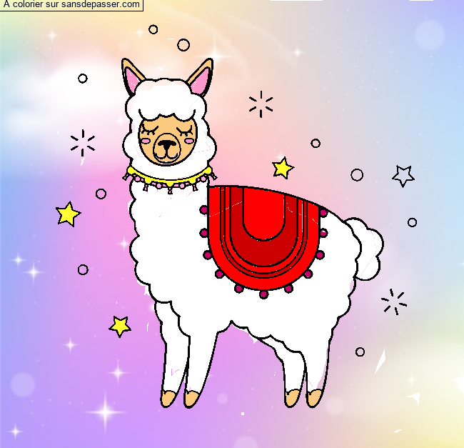 Lama &agrave; colorier par un invit&eacute;