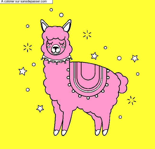 Lama &agrave; colorier par un invit&eacute;
