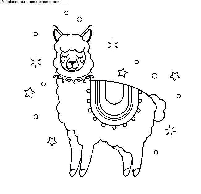 Lama &agrave; colorier par un invit&eacute;