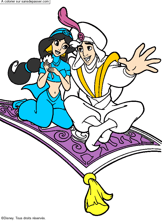 Coloriage Jasmine et Aladdin