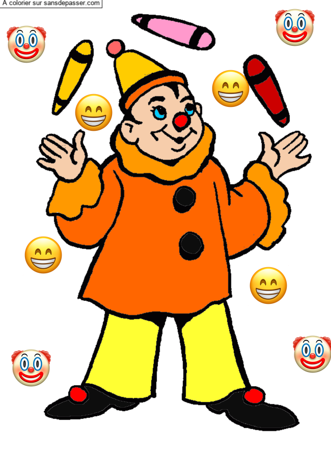 Coloriage Pierrot jongleur par un invit&eacute;