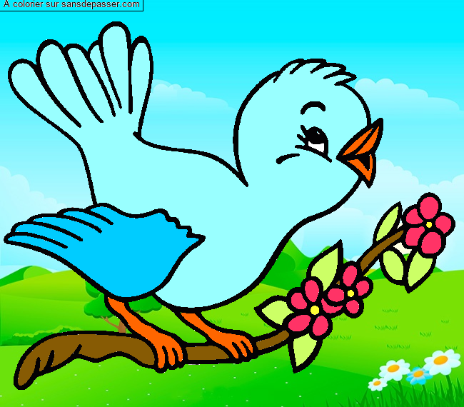 Coloriage Petit oiseau qui chante