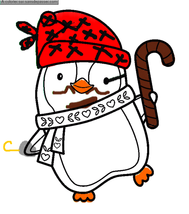 Coloriage Pingouin de No&euml;l par un invité