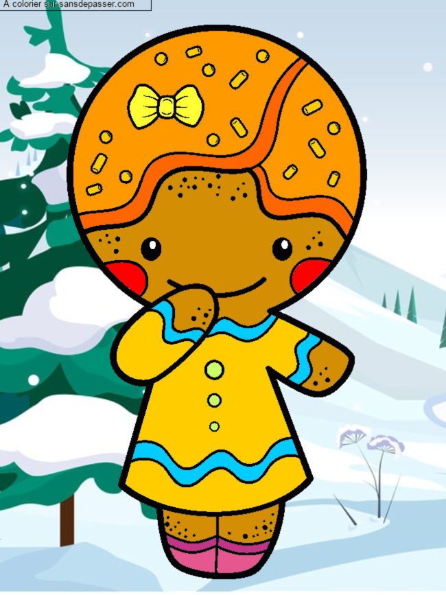 Coloriage Petit bonhomme de pain d'&eacute;pices par un invit&eacute;