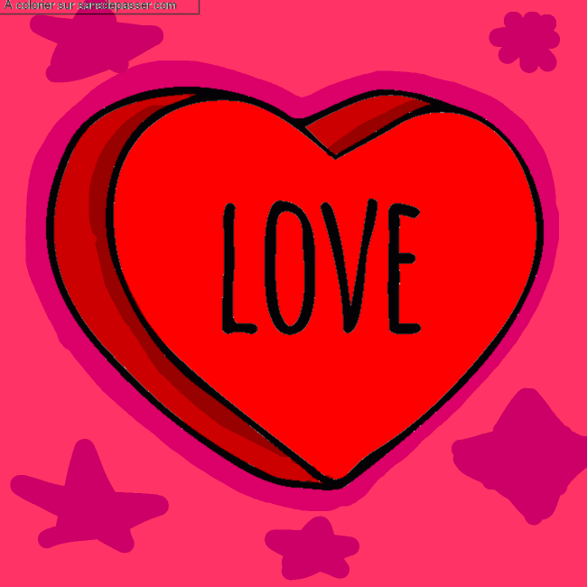 Coloriage Coeur Love par un invit&eacute;