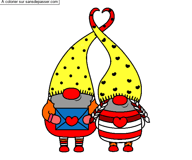 Coloriage Gnomes amoureux par un invité