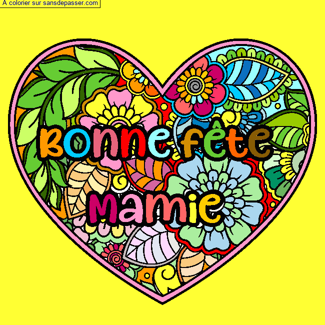 Coloriage Coloriage Bonne f&ecirc;te Mamie - Coeur Mandala par un invité