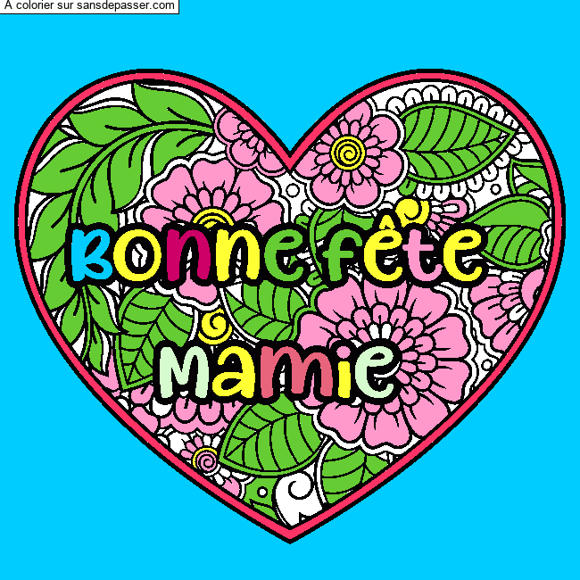 Coloriage Coloriage Bonne f&ecirc;te Mamie - Coeur Mandala