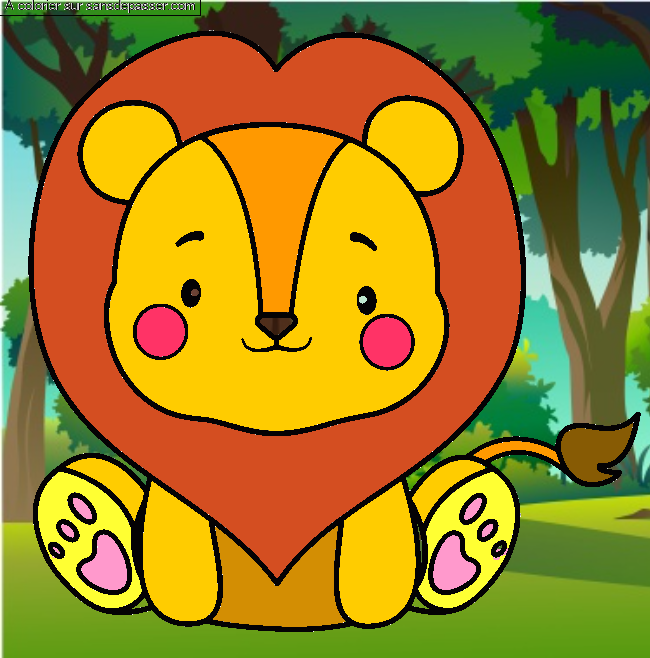Coloriage Lion de la savane par un invit&eacute;