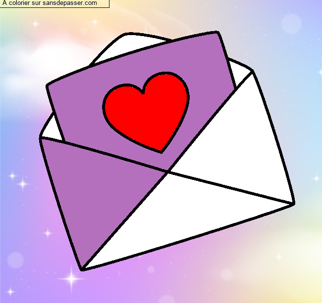 Coloriage D&eacute;claration d'amour - Lettre Saint Valentin par un invit&eacute;