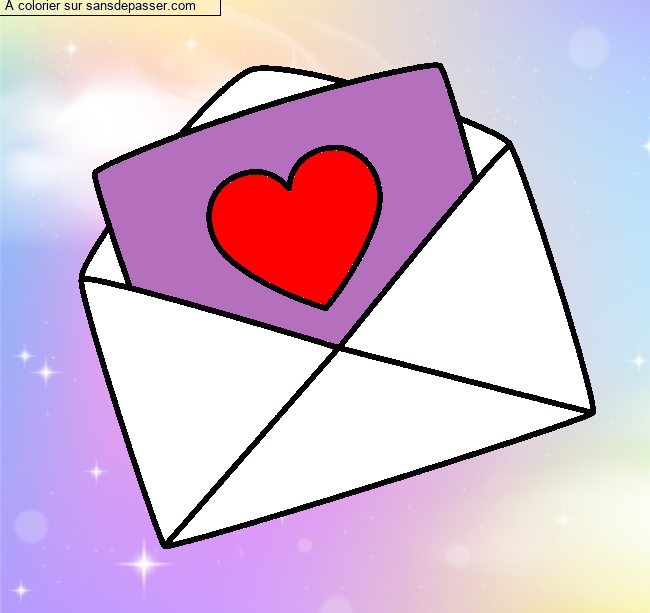 Coloriage D&eacute;claration d'amour - Lettre Saint Valentin par un invit&eacute;