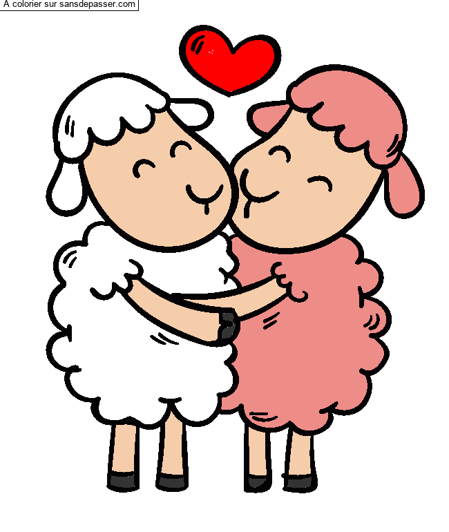 Coloriage Moutons amoureux par un invité