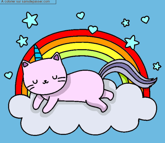 Coloriage Chat Licorne par un invit&eacute;