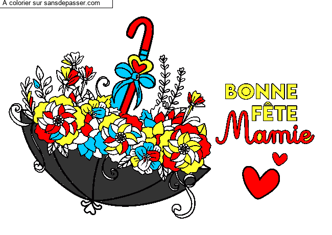 Bonne F&ecirc;te Mamie Parapluie fleuri par many