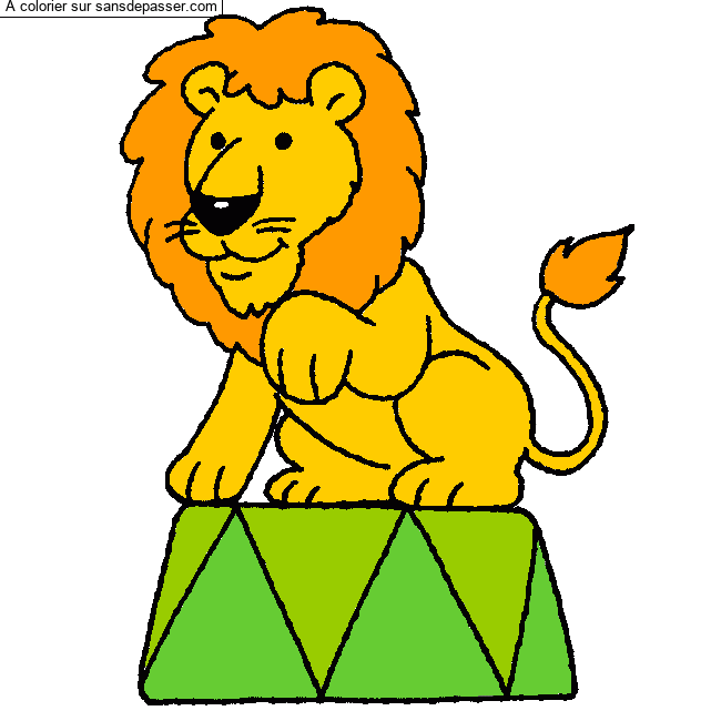 Coloriage Lion du cirque par un invit&eacute;