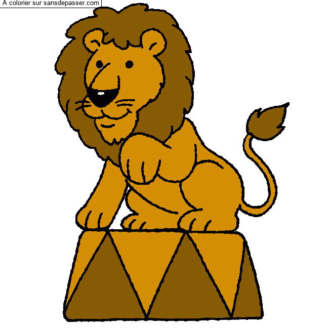Coloriage Lion du cirque par un invit&eacute;