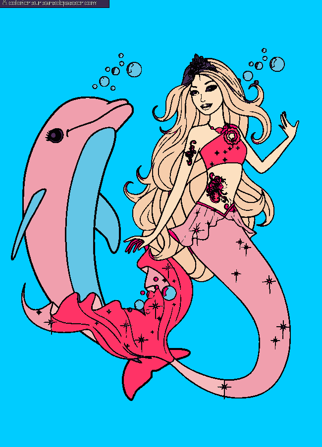 Coloriage Barbie et le dauphin par miss queen