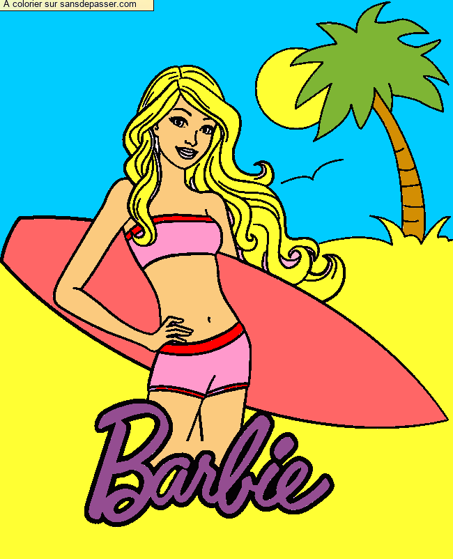Coloriage Barbie Vacances et Surf par LEANA