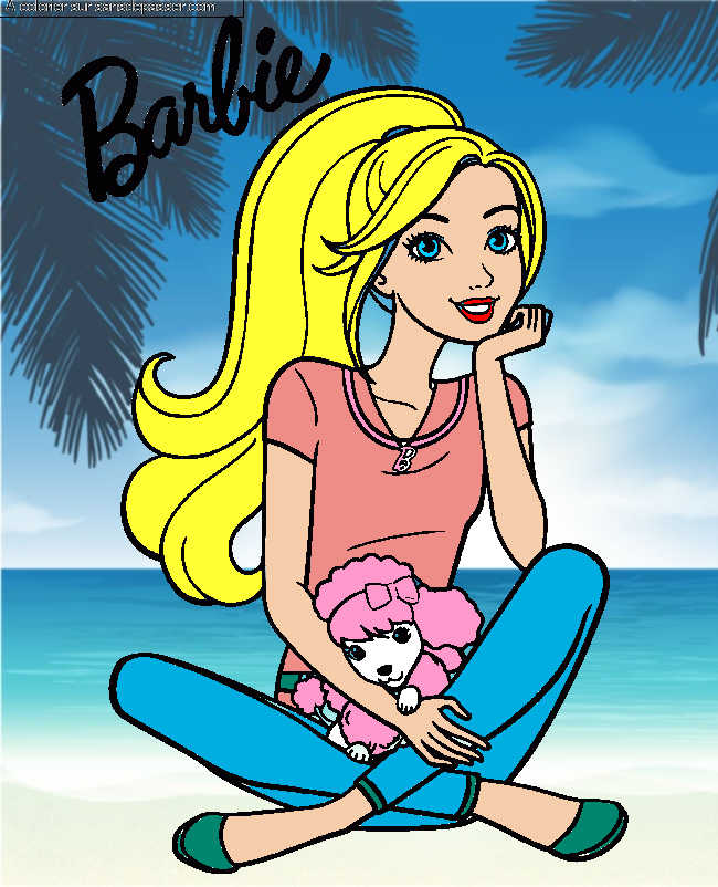 Coloriage Barbie et son chien par Pinpomme2014