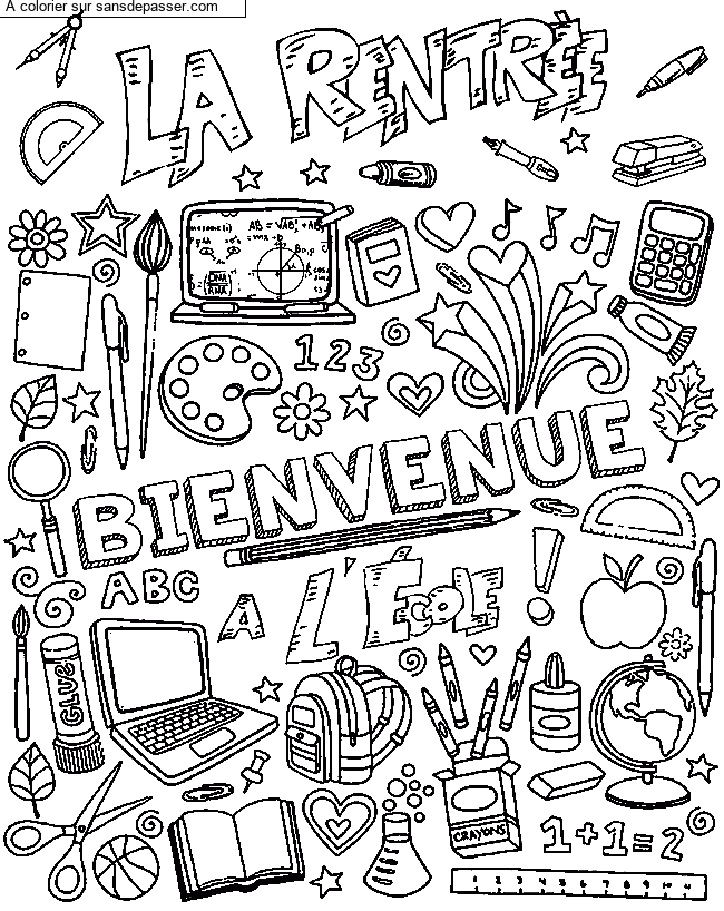 Coloriage C'est la rentr&eacute;e par un invit&eacute;