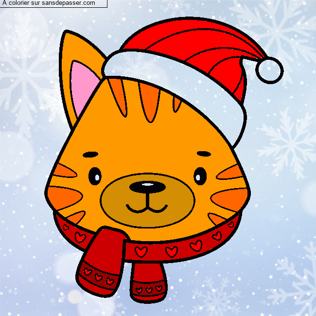 Coloriage Chat de No&euml;l &agrave; colorier par kellychouchou