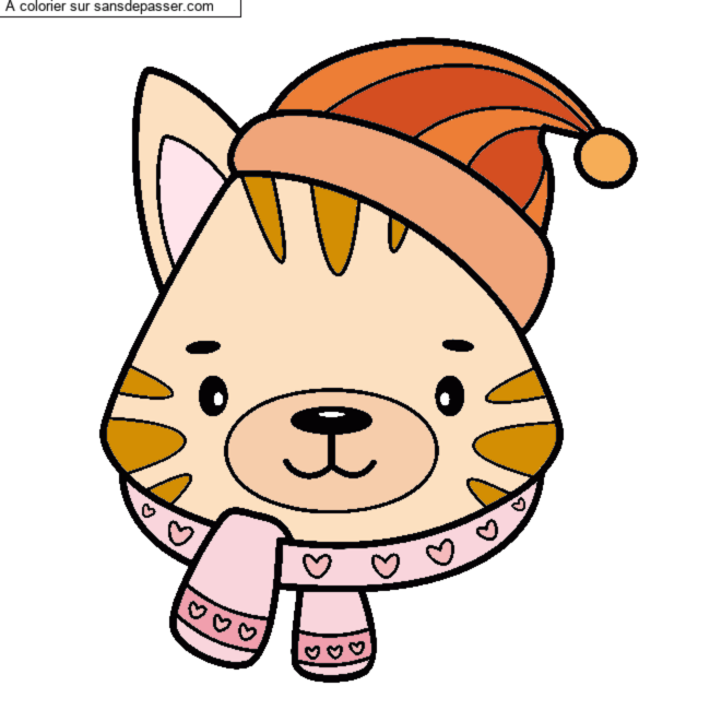Coloriage Chat de No&euml;l &agrave; colorier par un invit&eacute;