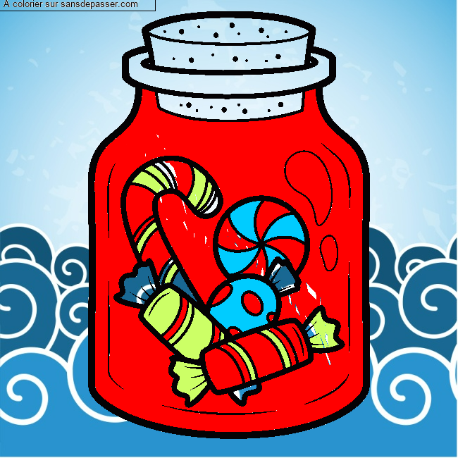 Coloriage Bocal de bonbons de No&euml;l par un invit&eacute;