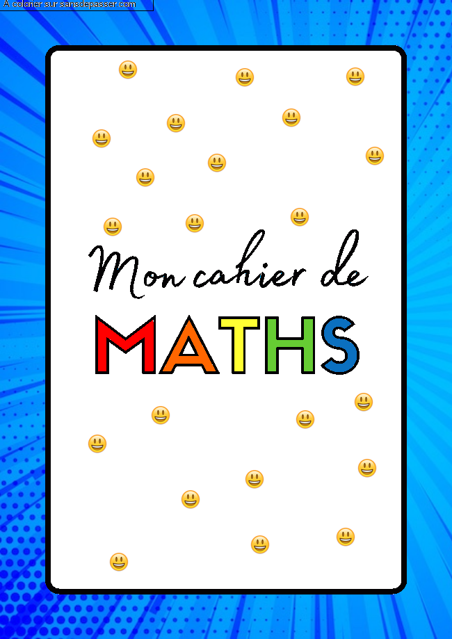 Coloriage Page de Garde Cahier de Math&eacute;matiques par un invité