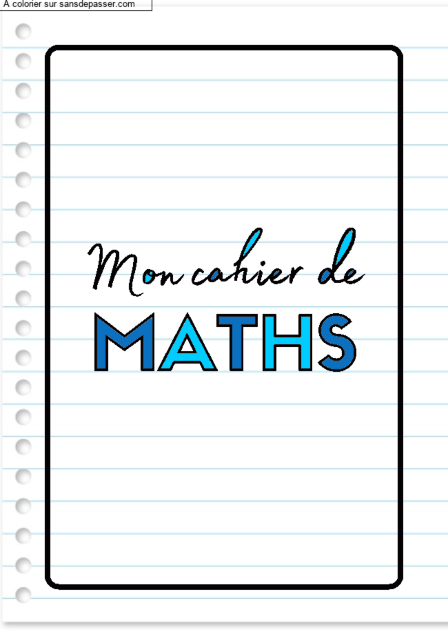 Page de Garde Cahier de Math&eacute;matiques par un invit&eacute;
