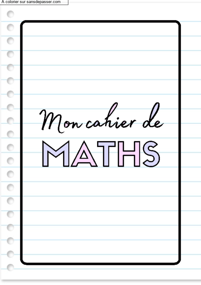 Page de Garde Cahier de Math&eacute;matiques par un invit&eacute;