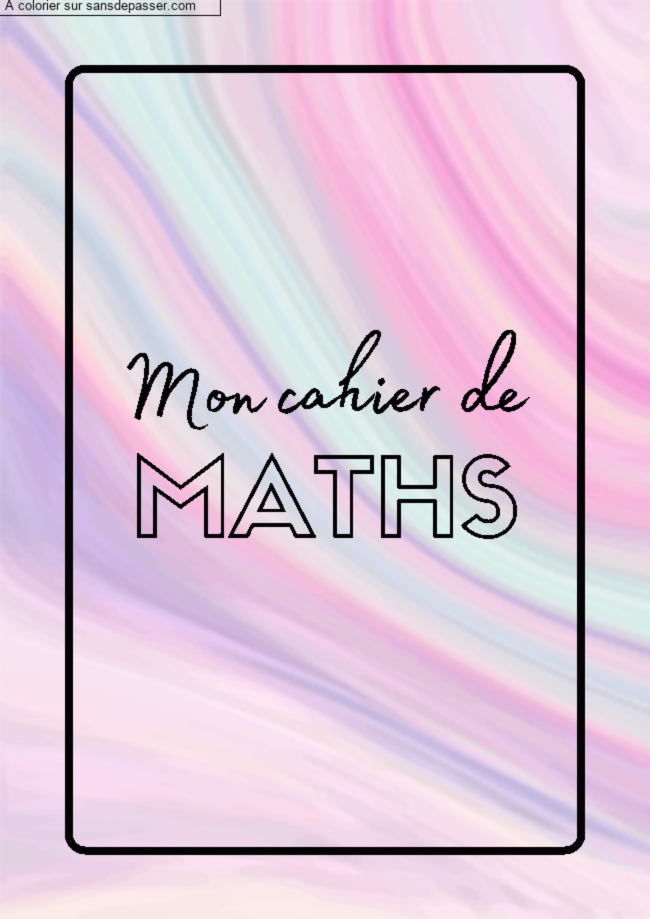 Page de Garde Cahier de Math&eacute;matiques par Elolo2A