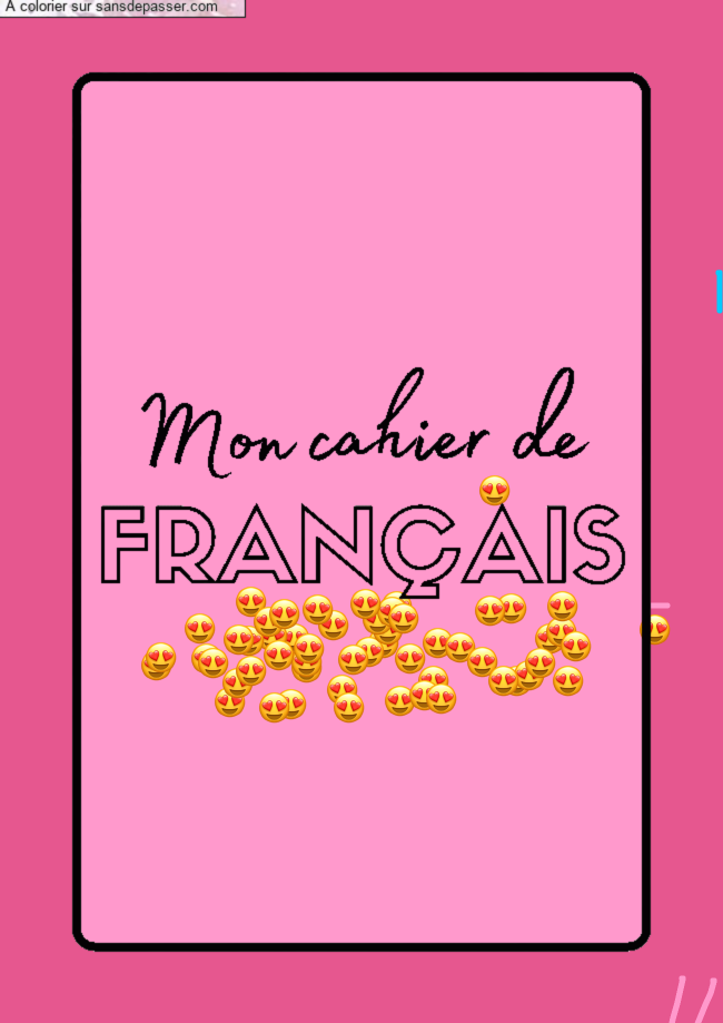 Page de Garde Cahier de Fran&ccedil;ais par un invit&eacute;