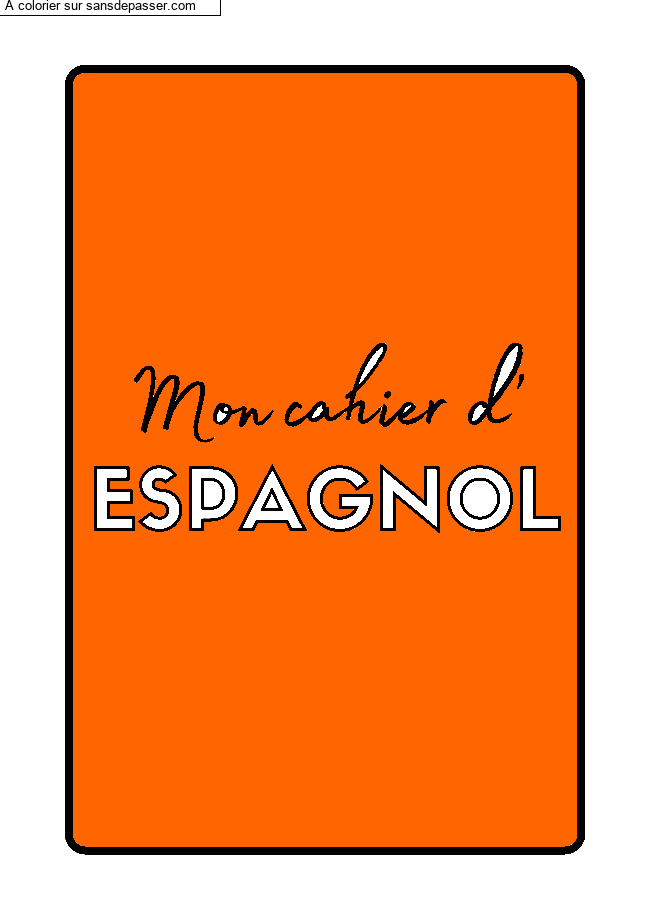 Coloriage Page de Garde Cahier d'Espagnol