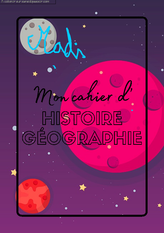 Coloriage Page de Garde Cahier d'Histoire G&eacute;ographie par un invit&eacute;