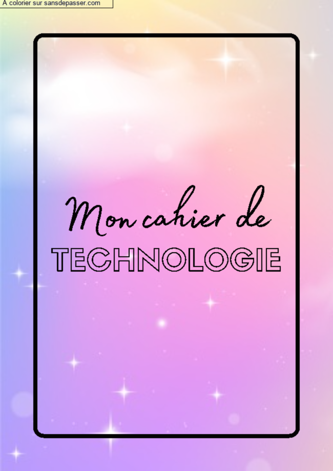 Page de Garde Cahier de Technologie par Elolo2A