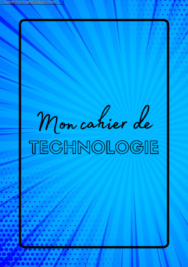 Coloriage Page de Garde Cahier de Technologie par un invit&eacute;