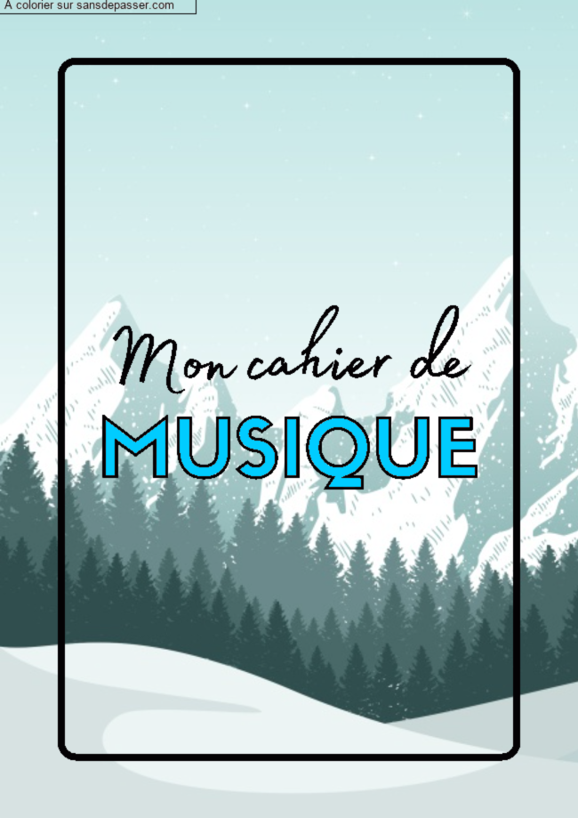 Coloriage Couverture Page de Garde Cahier de Musique par un invit&eacute;