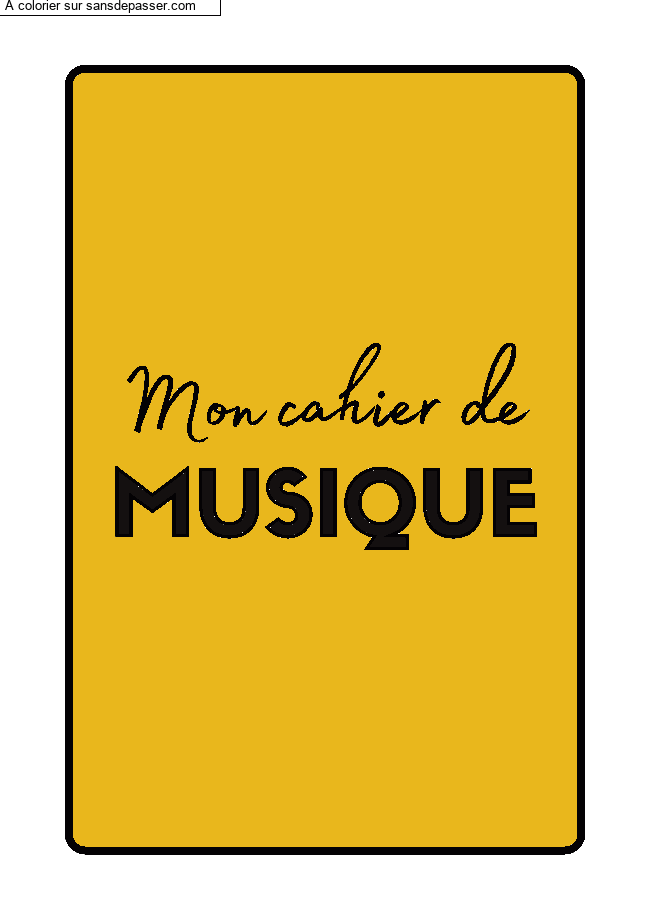Coloriage Couverture Page de Garde Cahier de Musique par Ad&egrave;le51