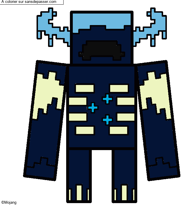 Coloriage Warden Gardien Minecraft