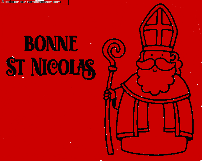 Coloriage Bonne Saint Nicolas par un invit&eacute;