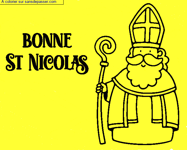 Coloriage Bonne Saint Nicolas par un invit&eacute;