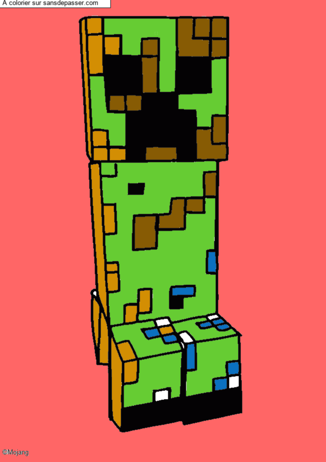 Coloriage Creeper Minecraft par un invit&eacute;