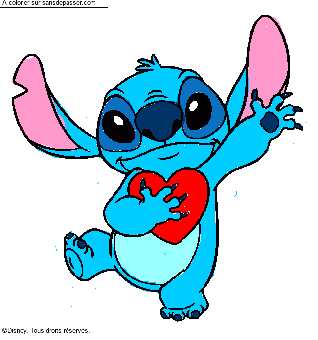 Stitch qui tient un coeur par un invit&eacute;