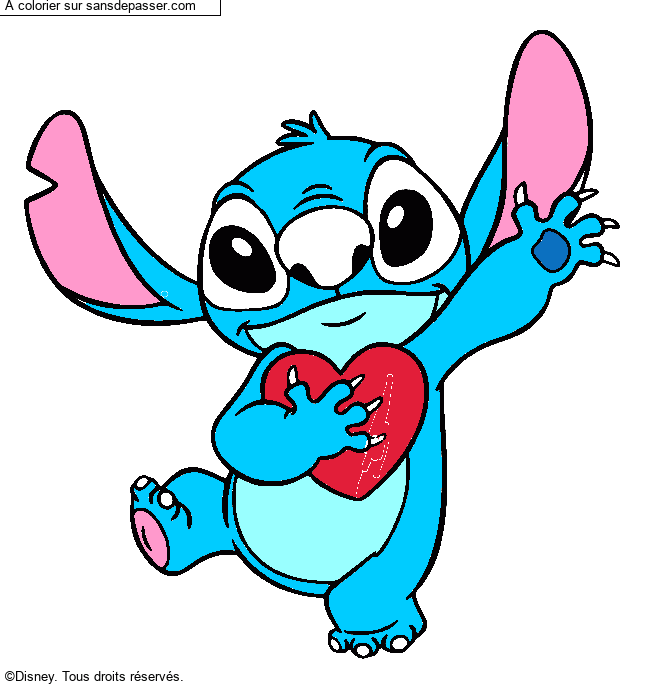 Stitch qui tient un coeur par un invit&eacute;