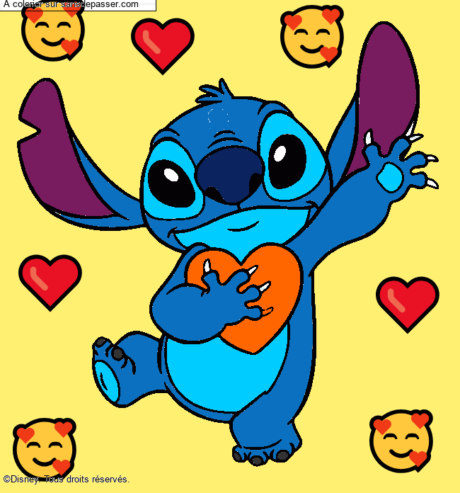 Stitch qui tient un coeur par Ambrounette