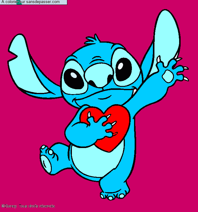 Stitch qui tient un coeur par un invit&eacute;