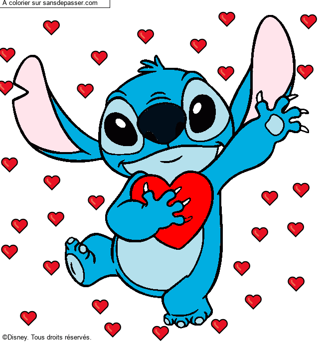Stitch qui tient un coeur par un invit&eacute;