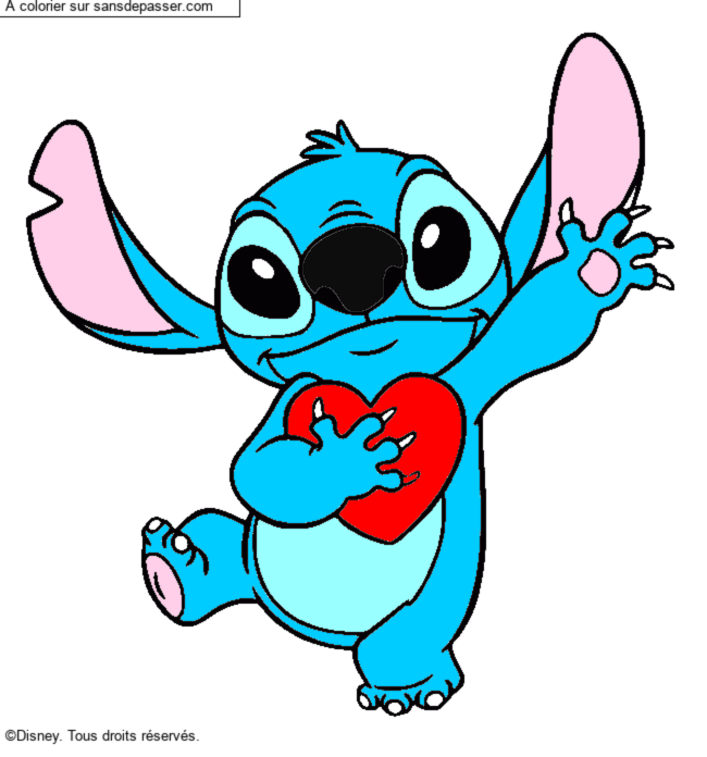 Stitch qui tient un coeur par un invit&eacute;